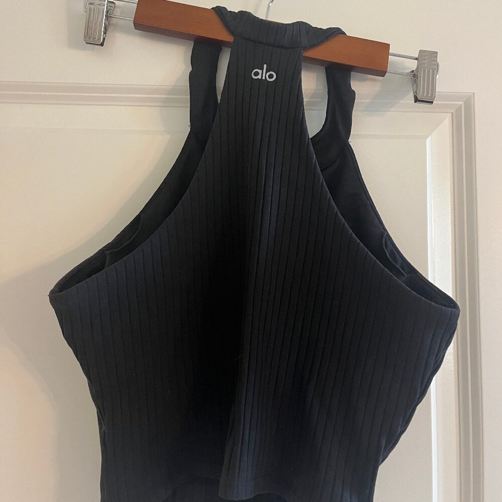 ALO Yoga - Bra Top - Black Ribbed Sports Bra/Tank Combo - Size Small